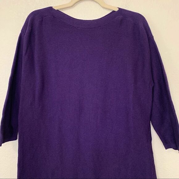 Chico’s Size Medium Purple Textured Boat-Neck Sweater - Picture 2 of 10